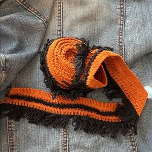 Vintage Orange and Black Fringe Trim